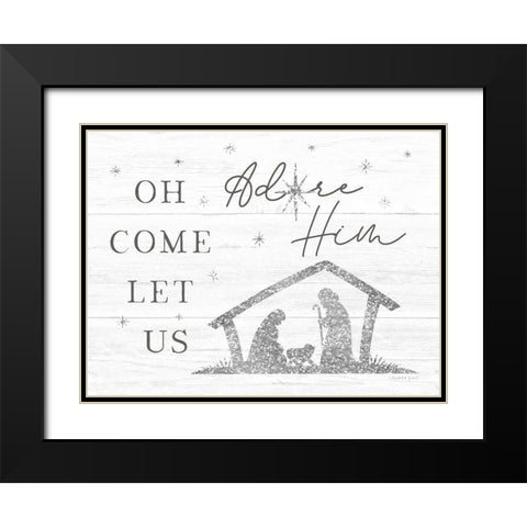 Let Us Adore Him Black Modern Wood Framed Art Print with Double Matting by Tyndall, Elizabeth