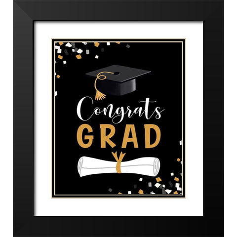 Congrats Grad Black Modern Wood Framed Art Print with Double Matting by Tyndall, Elizabeth