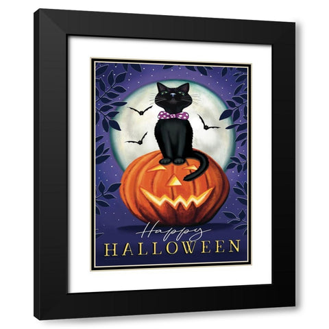 Happy Halloween Black Modern Wood Framed Art Print with Double Matting by Tyndall, Elizabeth