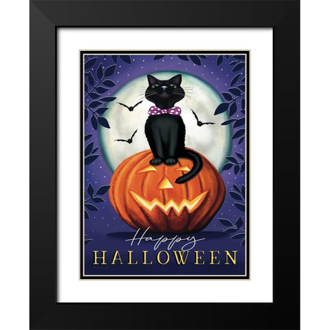 Happy Halloween Black Modern Wood Framed Art Print with Double Matting by Tyndall, Elizabeth