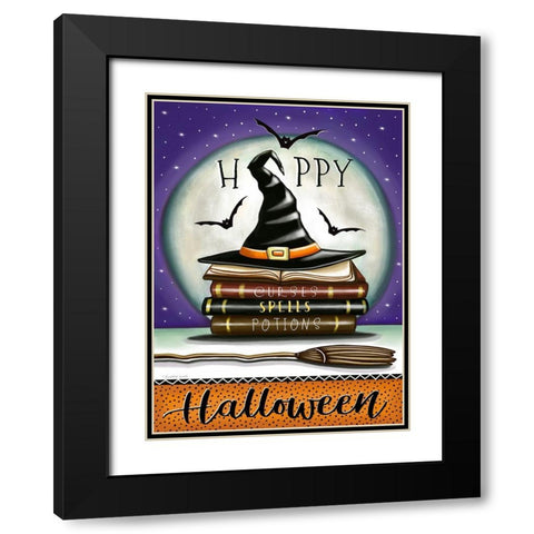 Spell Books Black Modern Wood Framed Art Print with Double Matting by Tyndall, Elizabeth