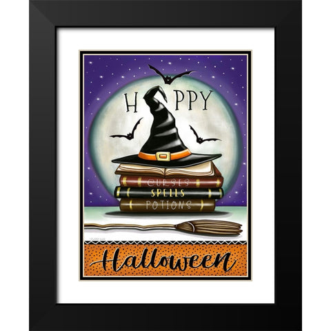 Spell Books Black Modern Wood Framed Art Print with Double Matting by Tyndall, Elizabeth