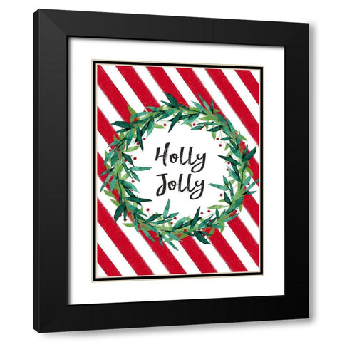 Holly Jolly Black Modern Wood Framed Art Print with Double Matting by Tyndall, Elizabeth