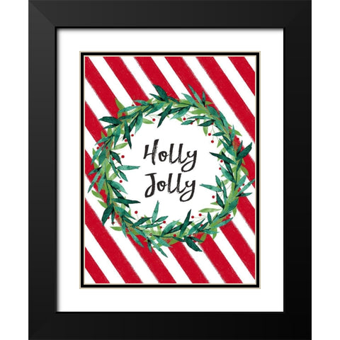 Holly Jolly Black Modern Wood Framed Art Print with Double Matting by Tyndall, Elizabeth