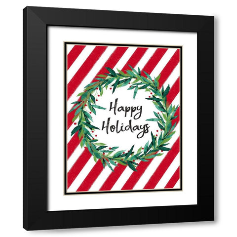 Happy Holidays Black Modern Wood Framed Art Print with Double Matting by Tyndall, Elizabeth