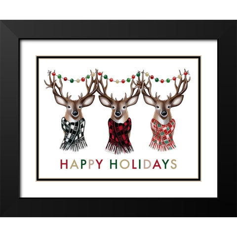 Happy Holidays Black Modern Wood Framed Art Print with Double Matting by Tyndall, Elizabeth