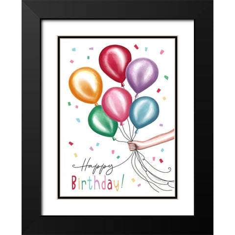 Birthday Balloons II Black Modern Wood Framed Art Print with Double Matting by Tyndall, Elizabeth