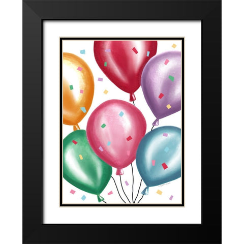 Balloons Black Modern Wood Framed Art Print with Double Matting by Tyndall, Elizabeth