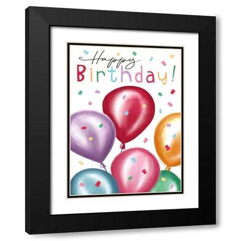 Birthday Balloons III Black Modern Wood Framed Art Print with Double Matting by Tyndall, Elizabeth