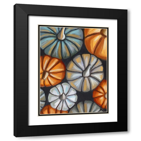 Fall Pumpkins Black Modern Wood Framed Art Print with Double Matting by Tyndall, Elizabeth