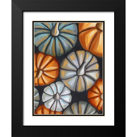 Fall Pumpkins Black Modern Wood Framed Art Print with Double Matting by Tyndall, Elizabeth