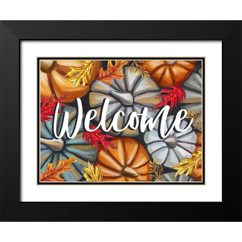 Welcome Pumpkins Black Modern Wood Framed Art Print with Double Matting by Tyndall, Elizabeth