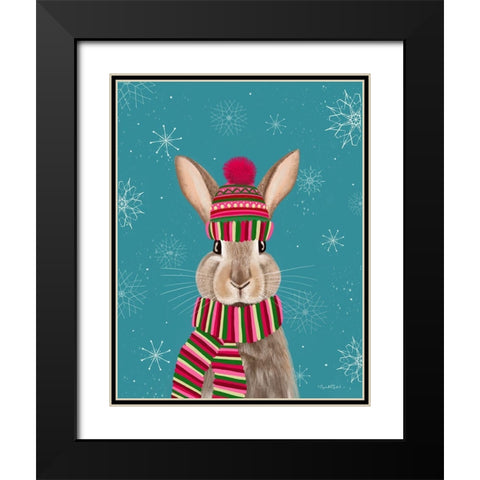 Holiday Bunny Black Modern Wood Framed Art Print with Double Matting by Tyndall, Elizabeth