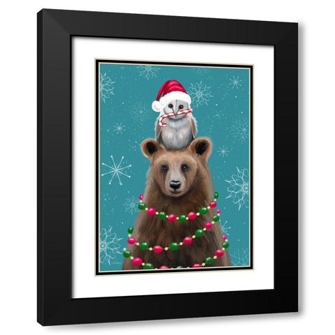 Holiday Bear Black Modern Wood Framed Art Print with Double Matting by Tyndall, Elizabeth