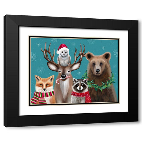 Holiday Friends Black Modern Wood Framed Art Print with Double Matting by Tyndall, Elizabeth