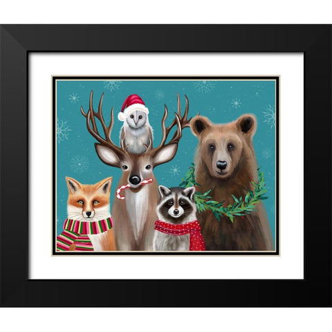 Holiday Friends Black Modern Wood Framed Art Print with Double Matting by Tyndall, Elizabeth