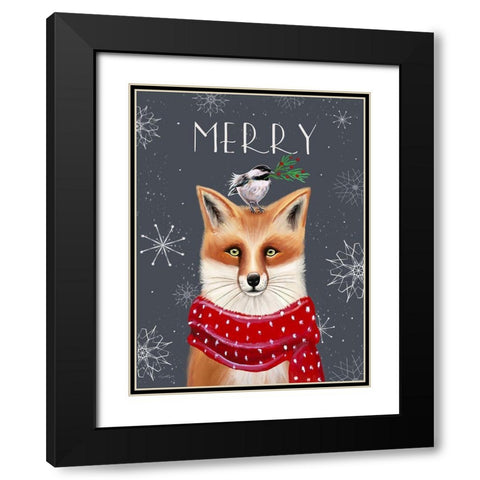 Merry Fox Black Modern Wood Framed Art Print with Double Matting by Tyndall, Elizabeth