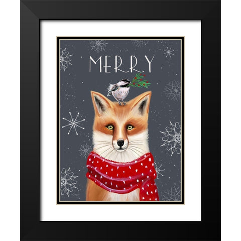 Merry Fox Black Modern Wood Framed Art Print with Double Matting by Tyndall, Elizabeth