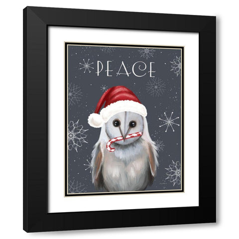 Peace Owl Black Modern Wood Framed Art Print with Double Matting by Tyndall, Elizabeth