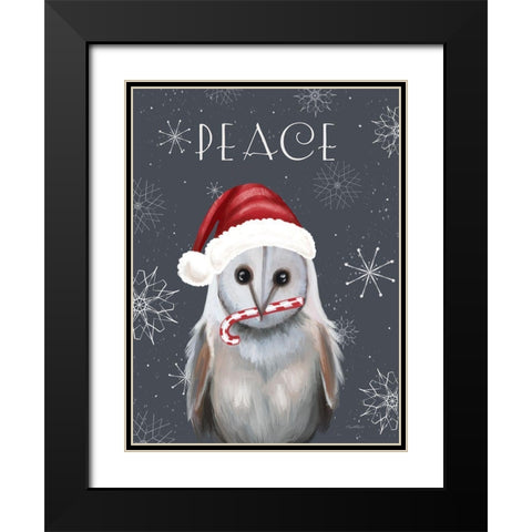 Peace Owl Black Modern Wood Framed Art Print with Double Matting by Tyndall, Elizabeth