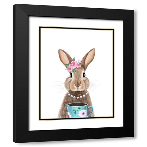 Quirky Rabbit Black Modern Wood Framed Art Print with Double Matting by Tyndall, Elizabeth
