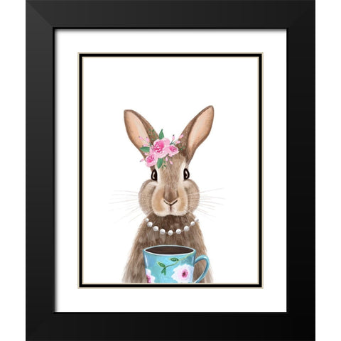 Quirky Rabbit Black Modern Wood Framed Art Print with Double Matting by Tyndall, Elizabeth