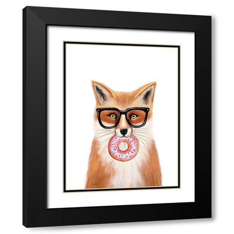 Quirky Fox Black Modern Wood Framed Art Print with Double Matting by Tyndall, Elizabeth