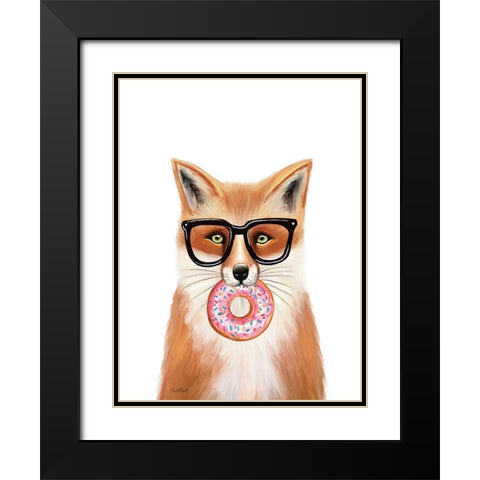 Quirky Fox Black Modern Wood Framed Art Print with Double Matting by Tyndall, Elizabeth