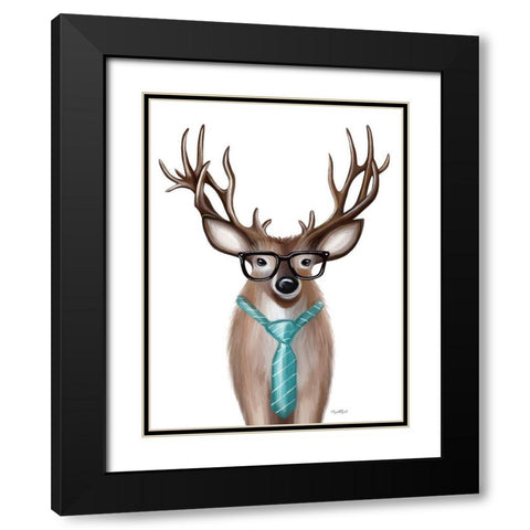 Quirky Deer Black Modern Wood Framed Art Print with Double Matting by Tyndall, Elizabeth
