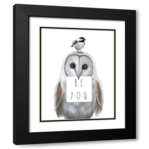Quirky Owl Black Modern Wood Framed Art Print with Double Matting by Tyndall, Elizabeth