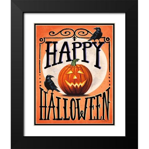 Happy Halloween Black Modern Wood Framed Art Print with Double Matting by Tyndall, Elizabeth