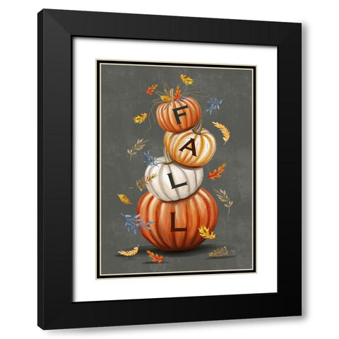 Fall Pumpkins Black Modern Wood Framed Art Print with Double Matting by Tyndall, Elizabeth