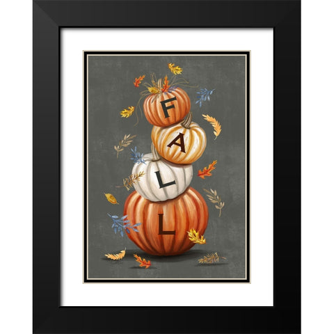 Fall Pumpkins Black Modern Wood Framed Art Print with Double Matting by Tyndall, Elizabeth