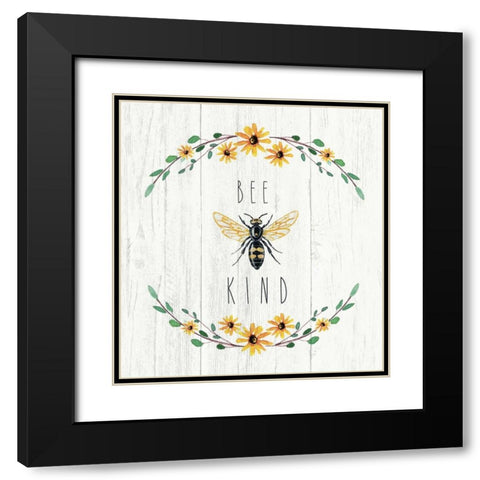 Bee Kind Black Modern Wood Framed Art Print with Double Matting by Tyndall, Elizabeth