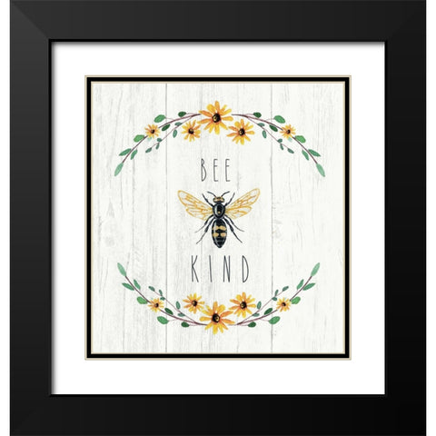 Bee Kind Black Modern Wood Framed Art Print with Double Matting by Tyndall, Elizabeth