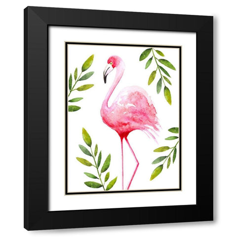 Flamingo I Black Modern Wood Framed Art Print with Double Matting by Tyndall, Elizabeth