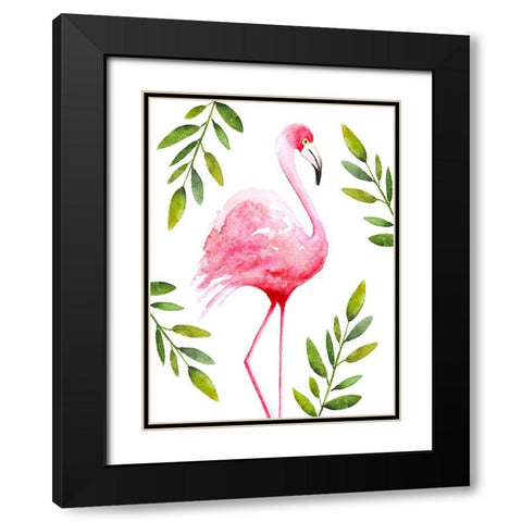 Flamingo II Black Modern Wood Framed Art Print with Double Matting by Tyndall, Elizabeth