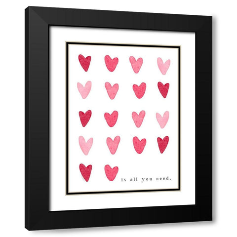 Hearts Black Modern Wood Framed Art Print with Double Matting by Tyndall, Elizabeth