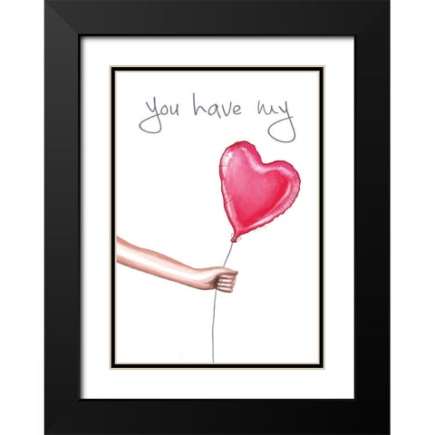 Gave You My Heart Black Modern Wood Framed Art Print with Double Matting by Tyndall, Elizabeth