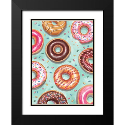 Donuts Black Modern Wood Framed Art Print with Double Matting by Tyndall, Elizabeth