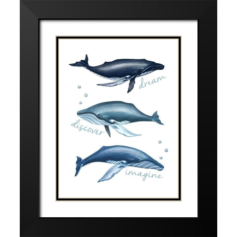 Three Whales Black Modern Wood Framed Art Print with Double Matting by Tyndall, Elizabeth