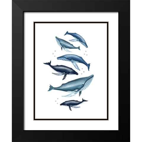 Whale Family Black Modern Wood Framed Art Print with Double Matting by Tyndall, Elizabeth