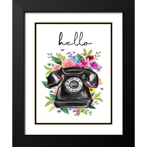Hello Phone Black Modern Wood Framed Art Print with Double Matting by Tyndall, Elizabeth