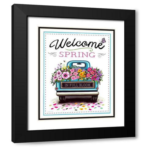 Welcome Spring Black Modern Wood Framed Art Print with Double Matting by Tyndall, Elizabeth