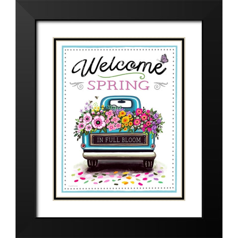 Welcome Spring Black Modern Wood Framed Art Print with Double Matting by Tyndall, Elizabeth