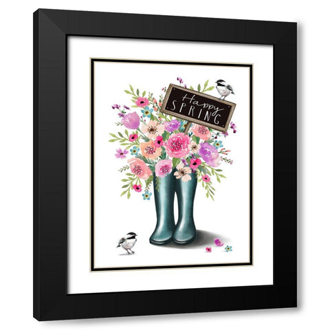 Happy Spring Black Modern Wood Framed Art Print with Double Matting by Tyndall, Elizabeth