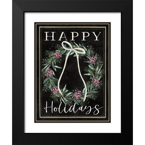 Happy Holidays Black Modern Wood Framed Art Print with Double Matting by Tyndall, Elizabeth