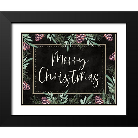 Merry Christmas Black Modern Wood Framed Art Print with Double Matting by Tyndall, Elizabeth