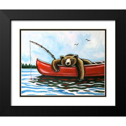 Bear in a Canoe Black Modern Wood Framed Art Print with Double Matting by Tyndall, Elizabeth