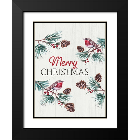 Merry Christmas Black Modern Wood Framed Art Print with Double Matting by Tyndall, Elizabeth